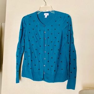 Turquoise Polka Dot Cardigan | Old Navy | Small